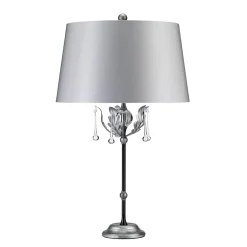 Elstead Tischlampe Hoch 72cm in Silber Stoff Schirm GOTICA* Tischlampen|Designerlampen