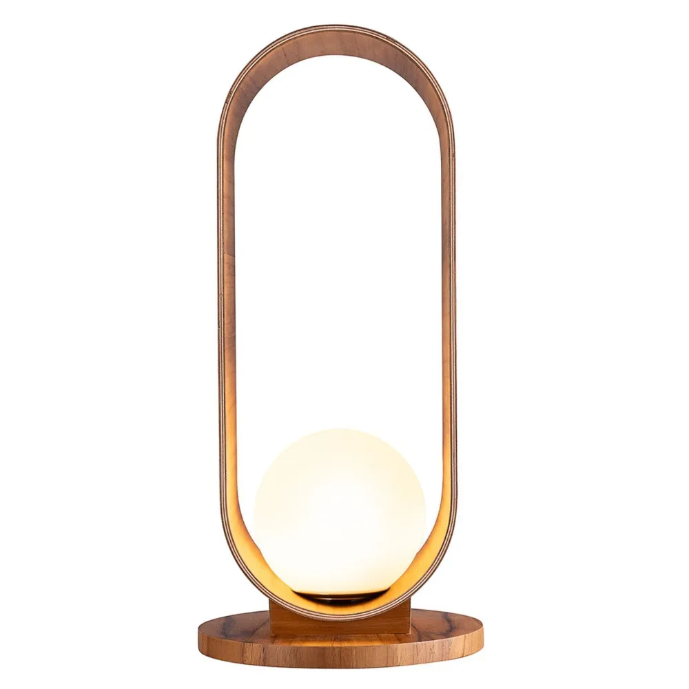 Elstead Tischlampe Holz Furnier aus Teak Glas 54 cm hoch E27 Modern* Wohnzimmerlampen|Schlafzimmer Lampen