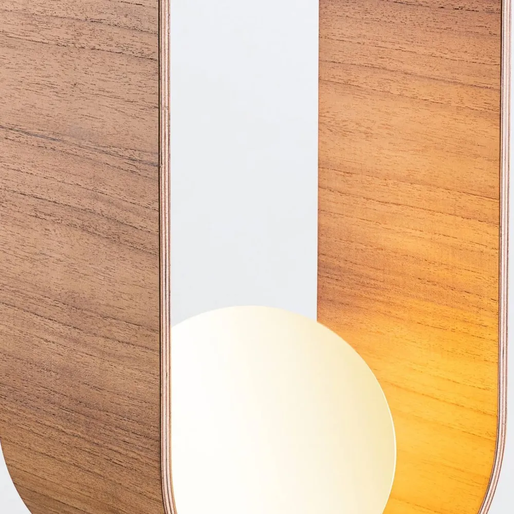 Elstead Tischlampe Holz Furnier aus Teak Glas 54 cm hoch E27 Modern* Wohnzimmerlampen|Schlafzimmer Lampen