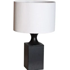 By Rydéns Tischlampe Holz Stoff 41 cm Schwarz Weiß für E27* Wohnzimmerlampen|Schlafzimmer Lampen