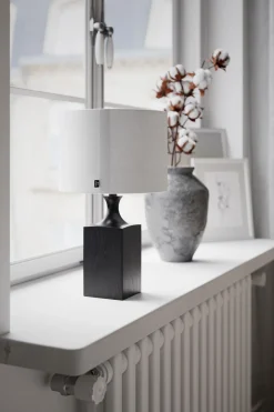 By Rydéns Tischlampe Holz Stoff 41 cm Schwarz Weiß für E27* Wohnzimmerlampen|Schlafzimmer Lampen