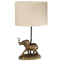 Elstead Tischlampe in Bronze antik Natur Elefant Resin Jute* Tischlampen|Schlafzimmer Lampen