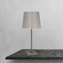 Giovanni Battista Tischlampe in Bronze matt Beige E27 45 cm Messing Stoff* Tischlampen|Schlafzimmer Lampen