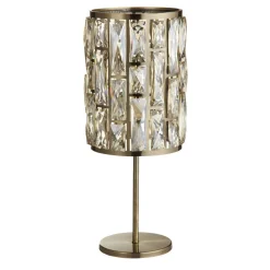 Searchlight Tischlampe in Messing Antik Champagner E14 47 cm Kristall* Rustikale Lampen|Glaslampen