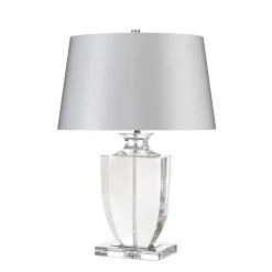 Elstead Tischlampe KANDILA Silber Stoff Glas H:63cm Lampe* Tischlampen|Designerlampen