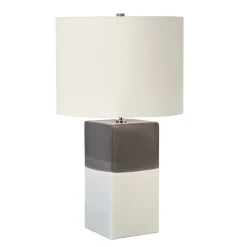 Elstead Tischlampe Keramik 60cm hoch Creme Grau Nachttisch* Tischlampen|Schlafzimmer Lampen