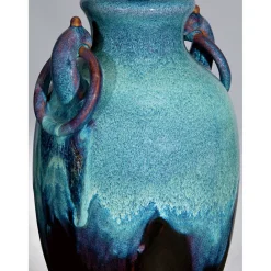 Clearance Elstead Tischlampe Keramik Leinen Maritim in Türkis Natur 85 cm