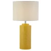 Searchlight Tischlampe Keramik Leinen 52 cm Ø 28 cm in Gelb Weiß E27* Schlafzimmer Lampen|Stofflampen