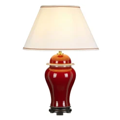 Outlet Elstead Tischlampe Keramik Rot Ecru Weiß E27 65 cm MALDRA