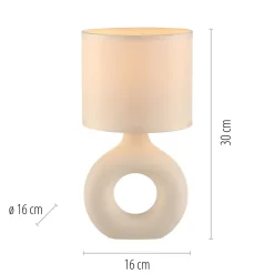 Discount Just Light Tischlampe Keramik Stoff blendarm 30 cm E27 Beige