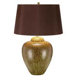 Elstead Tischlampe Keramik Stoff 63,5 cm Braun Grün E27* Tischlampen|Stofflampen