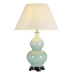 Online Elstead Tischlampe Keramik Stoff in Grün Ecru 64 cm Klassisch E27