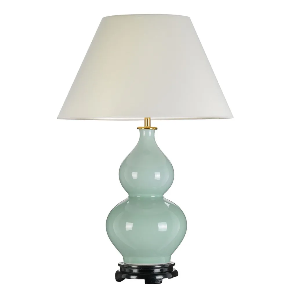 Online Elstead Tischlampe Keramik Stoff in Grün Ecru 64 cm Klassisch E27