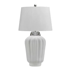 Elstead Tischlampe Keramik Stoff E27 56,2 cm hoch OLWEN* Tischlampen|Schlafzimmer Lampen