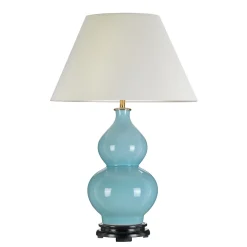 Elstead Tischlampe Keramik Stoff Hellblau Stoff 64 cm hoch* Tischlampen|Schlafzimmer Lampen