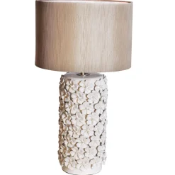 Outlet By Rydéns Tischlampe Keramik Stoff 54,5 cm hoch Beige E27 Floral