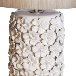Outlet By Rydéns Tischlampe Keramik Stoff 54,5 cm hoch Beige E27 Floral