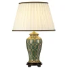 Hot Elstead Tischlampe Keramik Stoff 68 cm Grün Gold Creme