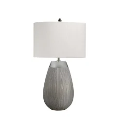 Elstead Tischlampe Keramik Stoff 54 cm E27 Modern in Silber Grau* Tischlampen|Schlafzimmer Lampen