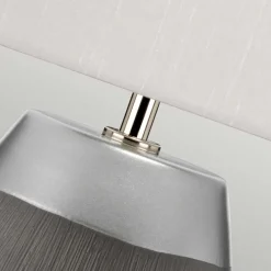 Elstead Tischlampe Keramik Stoff 54 cm E27 Modern in Silber Grau* Tischlampen|Schlafzimmer Lampen