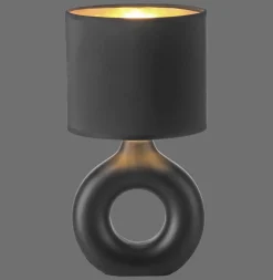 Best Just Light Tischlampe Keramik Stoff 30 cm E27 Schwarz Gold Modern