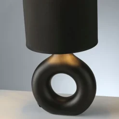 Best Just Light Tischlampe Keramik Stoff 30 cm E27 Schwarz Gold Modern