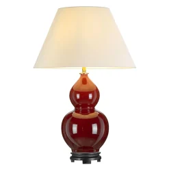 Elstead Tischlampe Keramik Stoff 64 cm in Rot Ecru Klassisch* Tischlampen|Schlafzimmer Lampen