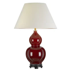 Elstead Tischlampe Keramik Stoff 64 cm in Rot Ecru Klassisch* Tischlampen|Schlafzimmer Lampen