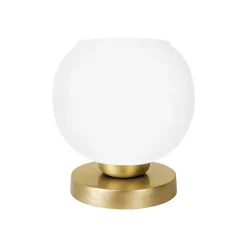 Discount Giovanni Battista Tischlampe Kugel H: 18,5 cm Glas Messing in Weiß Bronze