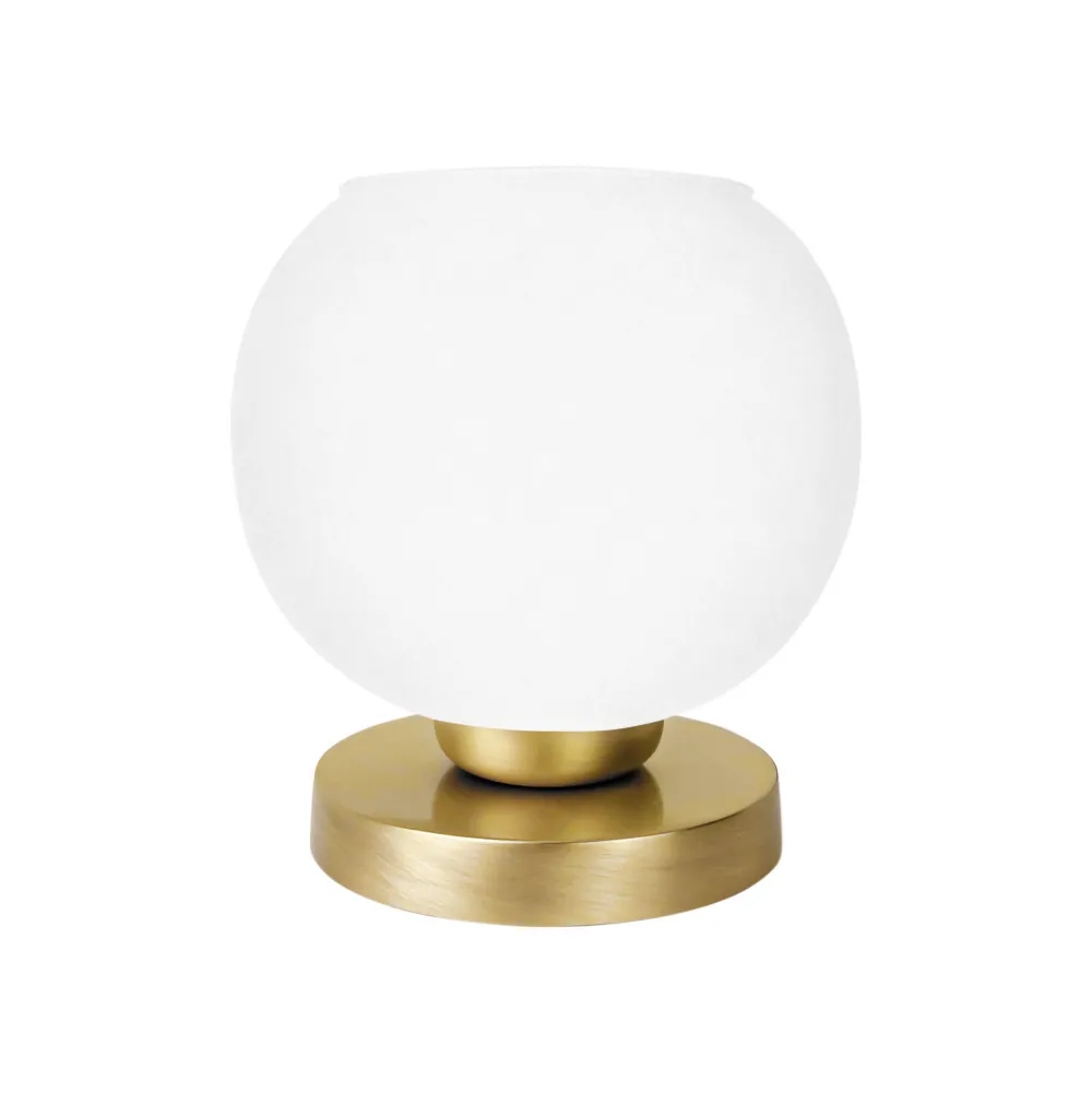 Discount Giovanni Battista Tischlampe Kugel H: 18,5 cm Glas Messing in Weiß Bronze