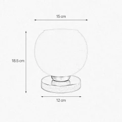 Discount Giovanni Battista Tischlampe Kugel H: 18,5 cm Glas Messing in Weiß Bronze