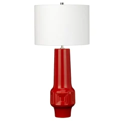 Outlet Elstead Tischlampe LENIO Keramik Rot Creme H:76cm Retro