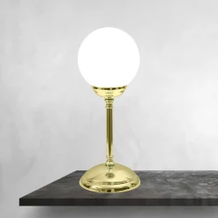 Discount Giovanni Battista Tischlampe Messing Glas H: 31 cm Kugel Schirm E14