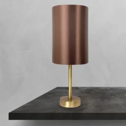 Sale Giovanni Battista Tischlampe Messing Stoff H: 38,5 cm E27 in Bronze Braun