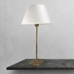 Discount Giovanni Battista Tischlampe Messing Stoff 56 cm in Bronze Antik Weiß E27