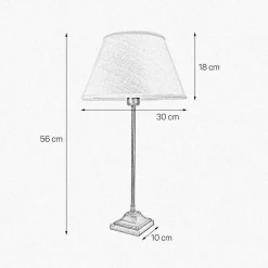 Discount Giovanni Battista Tischlampe Messing Stoff 56 cm in Bronze Antik Weiß E27