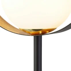 Discount Searchlight Tischlampe Metall Glas 36 cm hoch G9 Schwarz Weiß Gold