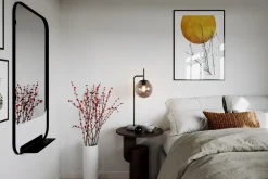 By Rydéns Tischlampe Metall Rauchglas 60 cm Schwarz Grau E27* Wohnzimmerlampen|Metall Lampen