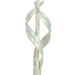 Lamkur Tischlampe Metall Shabby Weiß Stoff rund Landhaus* Nachttischlampen|Stofflampen