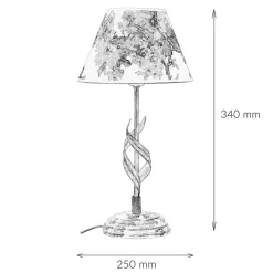 Lamkur Tischlampe Metall Shabby Weiß Stoff rund Landhaus* Nachttischlampen|Stofflampen