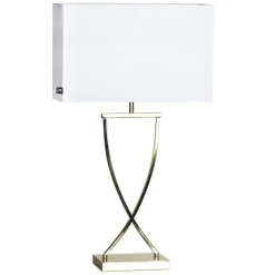 New By Rydéns Tischlampe Metall Stoff 69 cm hoch in Messing Weiß E27