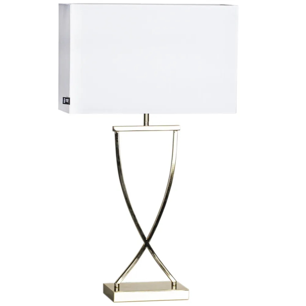 New By Rydéns Tischlampe Metall Stoff 69 cm hoch in Messing Weiß E27