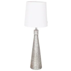 By Rydéns Tischlampe Metall Stoff 54 cm hoch Modern E27 in Silber Weiß* Wohnzimmerlampen|Schlafzimmer Lampen