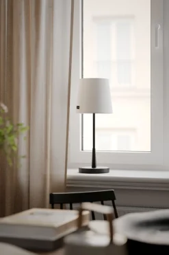 Outlet By Rydéns Tischlampe Metall Stoff 48,5 cm hoch E27 Schwarz Weiß