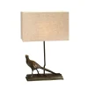 New Elstead Tischlampe mit Schirm Jute Resin in Bronze antik Natur