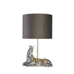 Searchlight Tischlampe Modern 35 cm Zebra E27 in Silber Schwarz* Stofflampen|Schlafzimmer Lampen