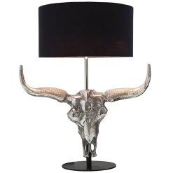 New Invicta Interior Tischlampe Modern Design Stierkopf Silber Schwarz