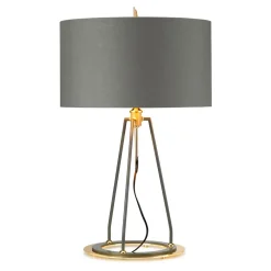 Best Elstead Tischlampe Modern Design in Grau Gold 74 cm hoch E27