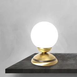 Giovanni Battista Tischlampe PASCAL H: 17,5 cm Kugelschirm Glas Messing E14* Glaslampen|Messinglampen