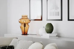 By Rydéns Tischlampe Rauchglas Metall 40,6 cm hoch E27 Vintage Design* Wohnzimmerlampen|Metall Lampen